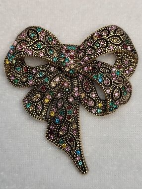 New Rhinestone Bow Brooch / Pin